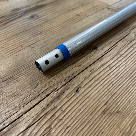 Manico telescopico in alluminio con attacco di sicurezza per attrezzo con snodo